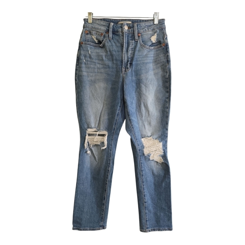 Madewell The Curvy Perfect Vintage Jeans 25 Denman Wash Distress Ripped Edition - Picture 2 of 9